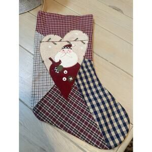 Hobby Lobby Santa Claus Patchwork Christmas Stocking Primitive Farmhouse